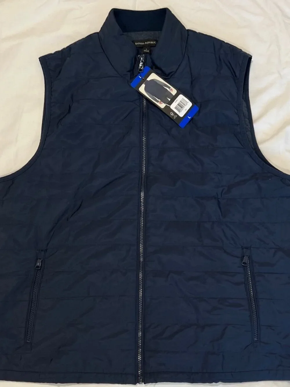 Banana Republic Men's Navy Full Zip Quilted Vest - Size Large